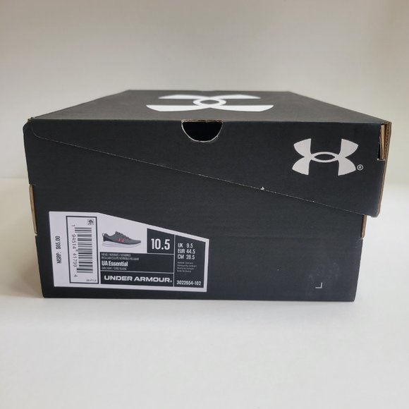 Under Armour Gray Essential Sports Style Shoe with Red Logo Men\'s Sizes